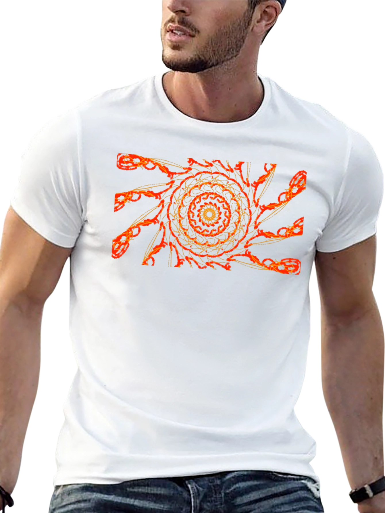 Fiery Fractal Graphic Tee - Black Cotton Comfort