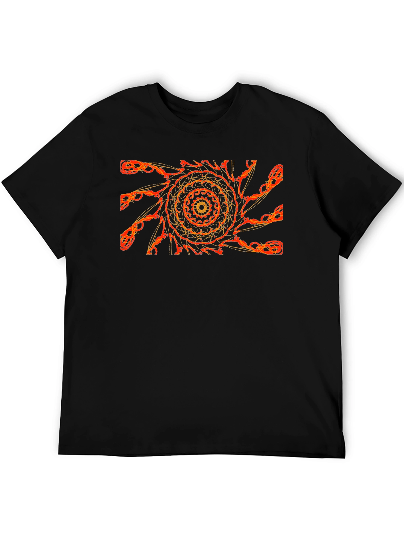 Fiery Fractal Graphic Tee - Black Cotton Comfort