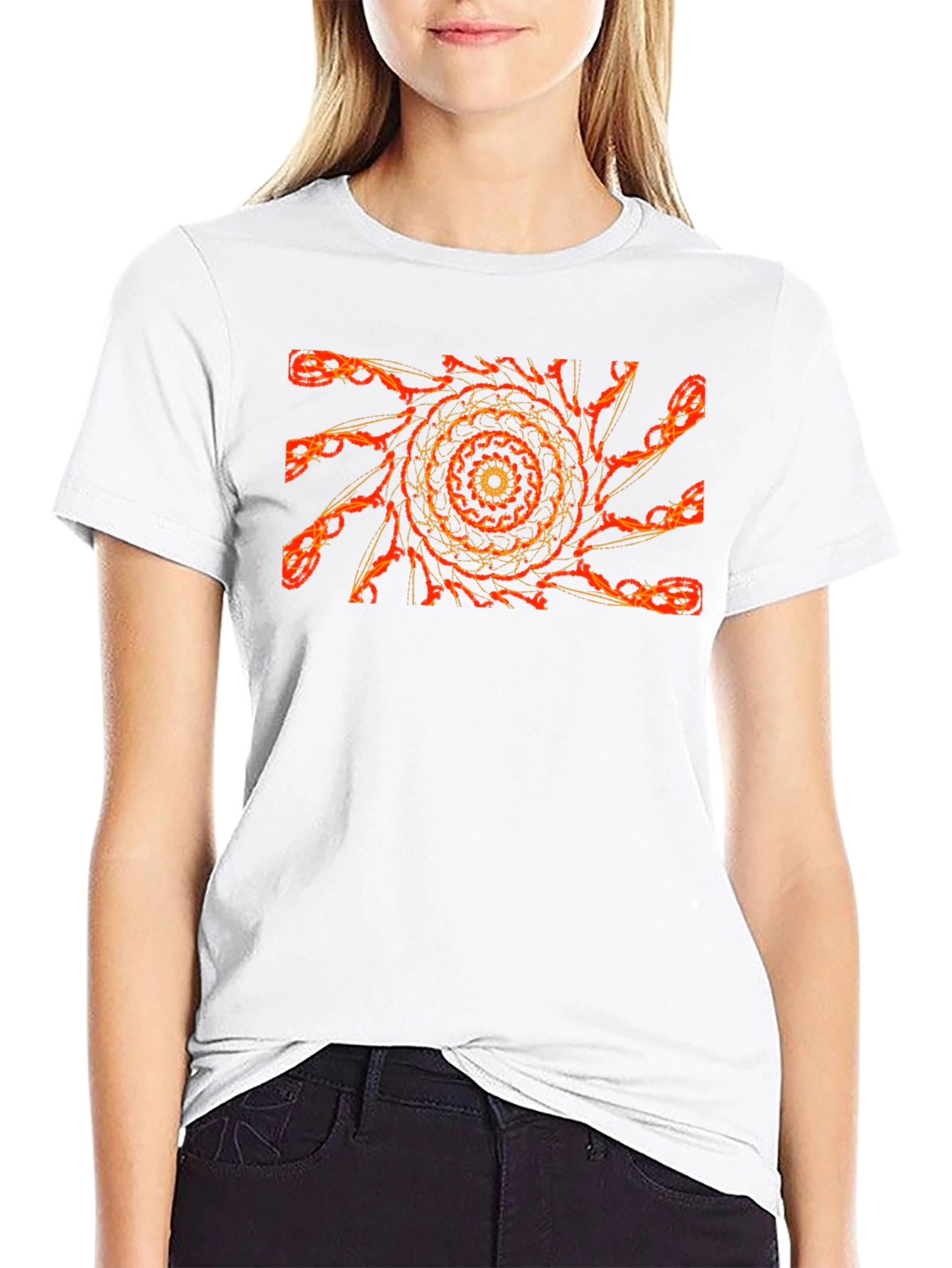 Fiery Fractal Graphic Tee - Black Cotton Comfort