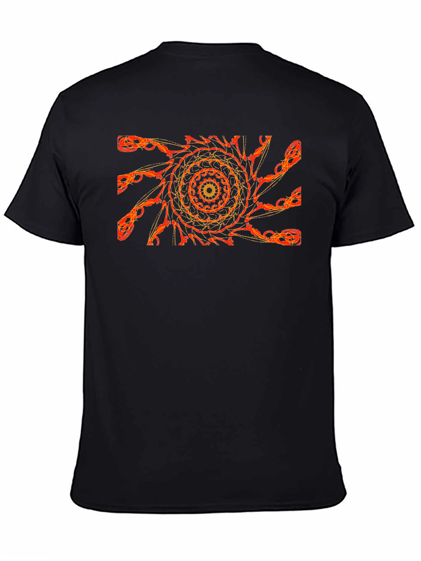 Fiery Fractal Graphic Tee - Black Cotton Comfort