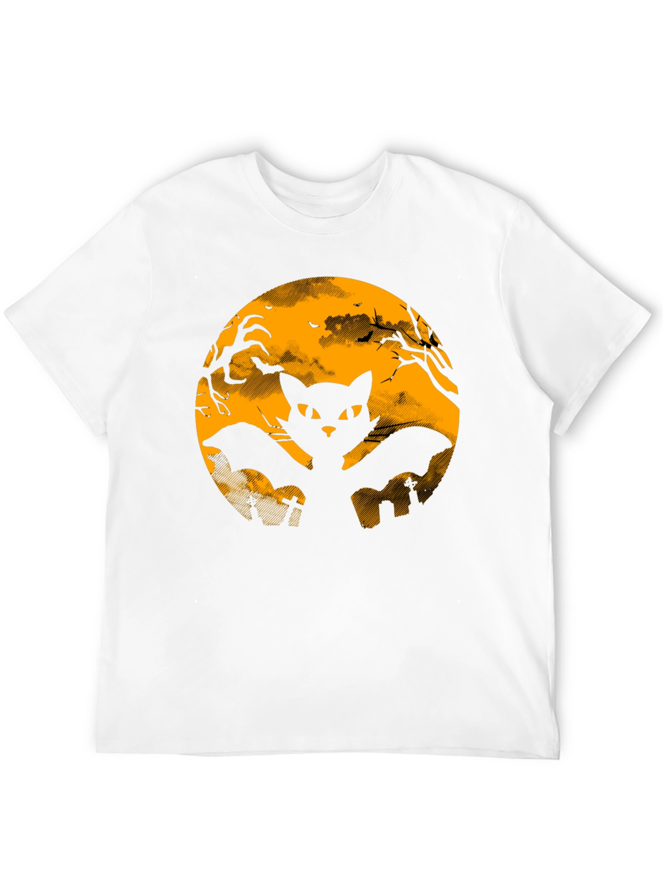 Halloween Black Cat Bat Graphic T-Shirt