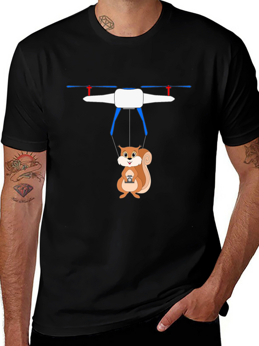 Funny Squirrel Drone Graphic T-Shirt