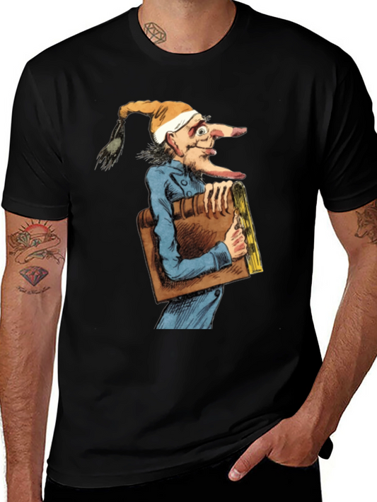Bookworm Cartoon Graphic Tee - Black