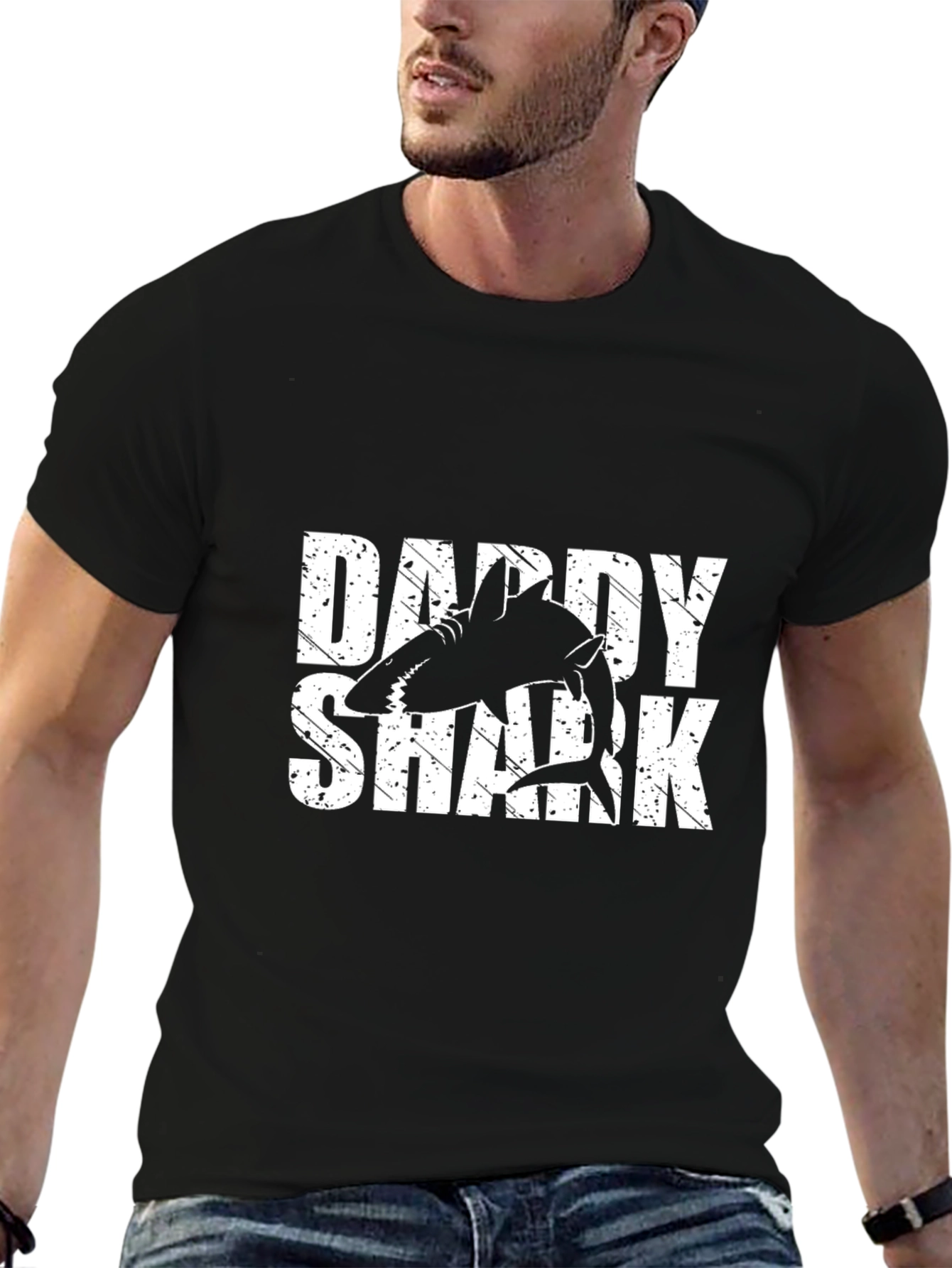 Daddy Shark Graphic Tee - Black Cotton T-Shirt
