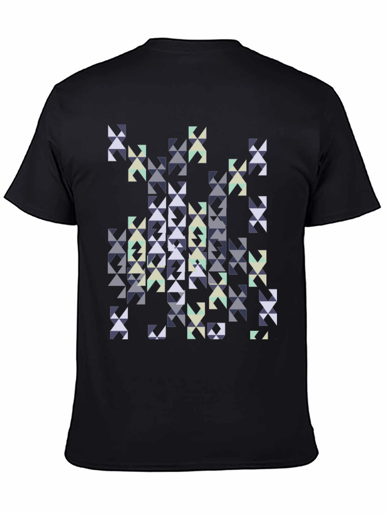 Geometric Triangles Graphic Print Black Tee
