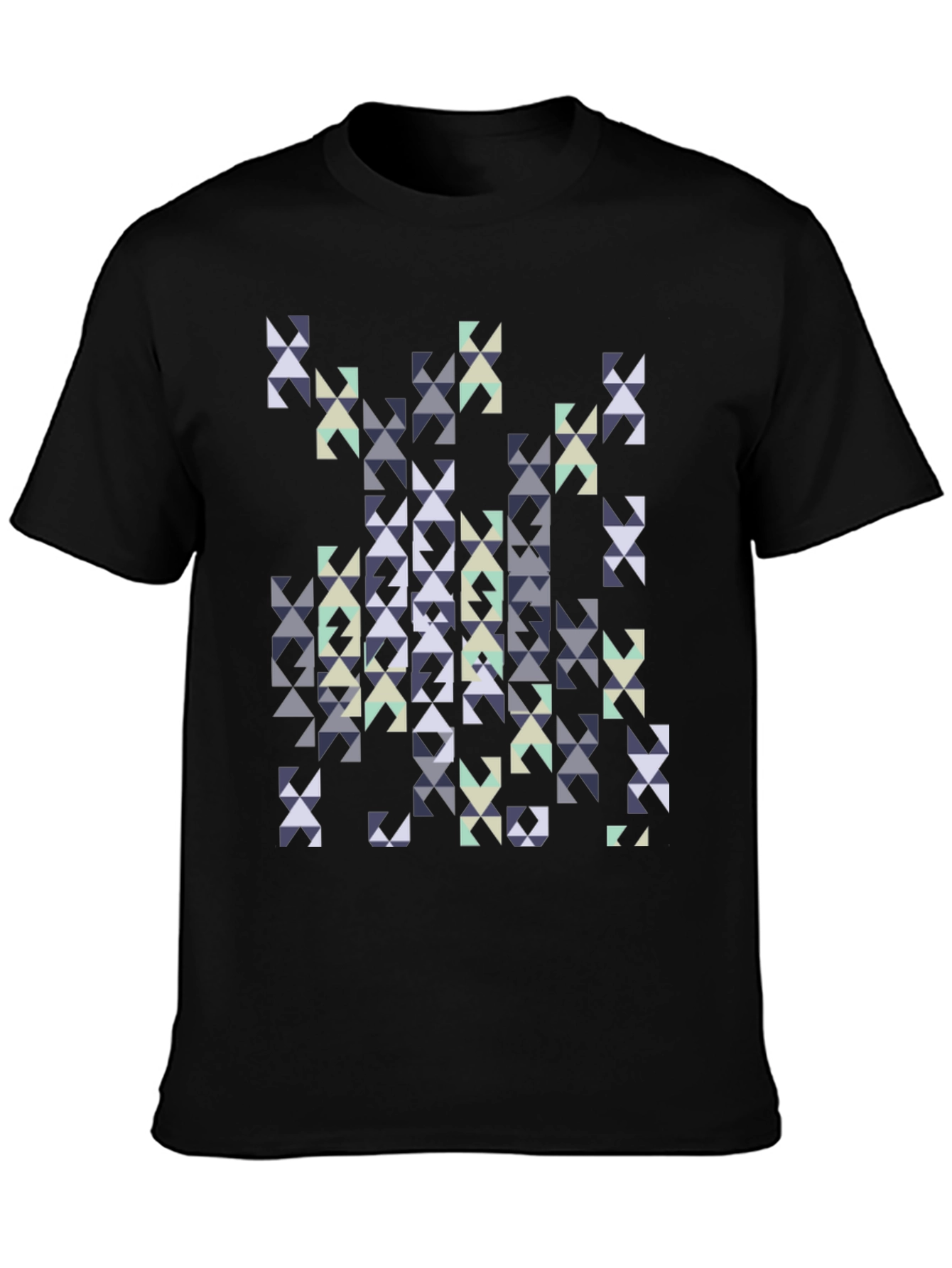 Geometric Triangles Graphic Print Black Tee