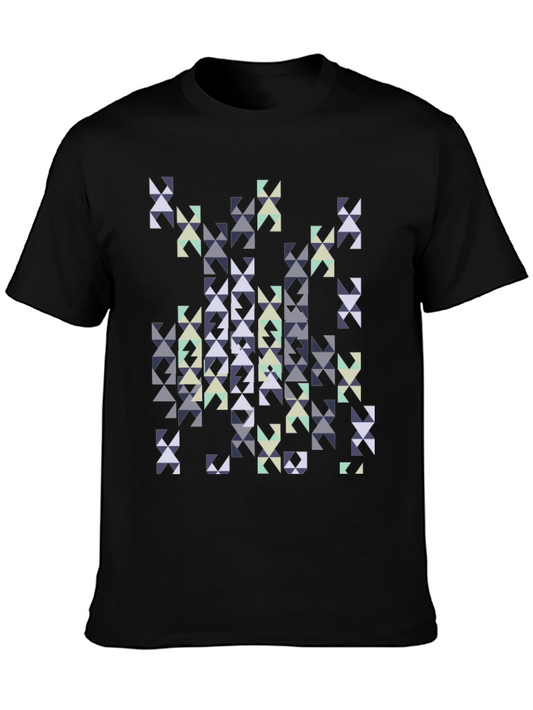 Geometric Triangles Graphic Print Black Tee