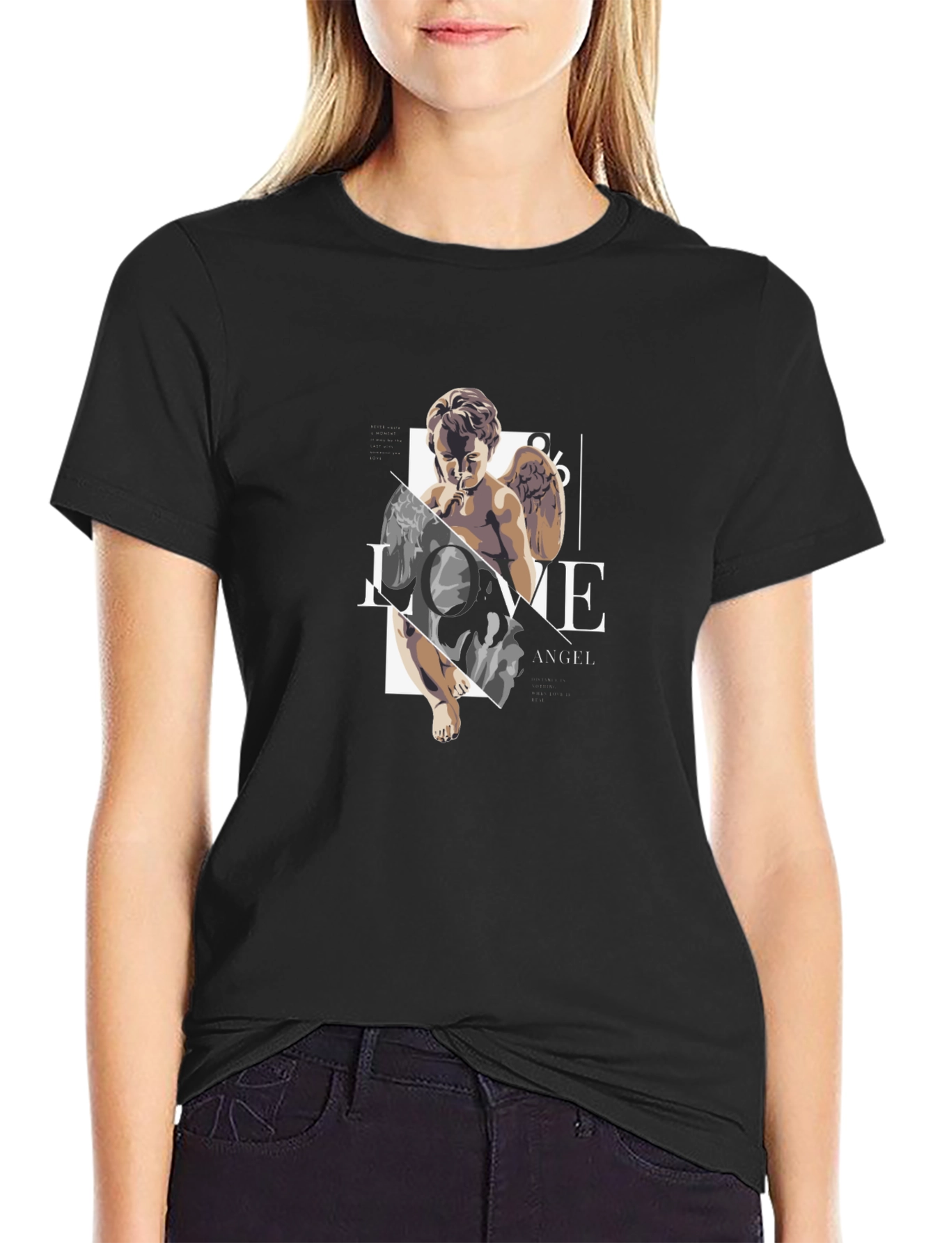 Angel Love Graphic Black Tee
