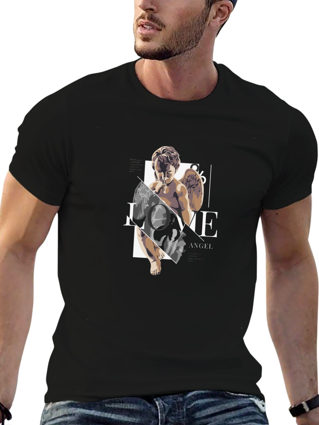 Angel Love Graphic Black Tee