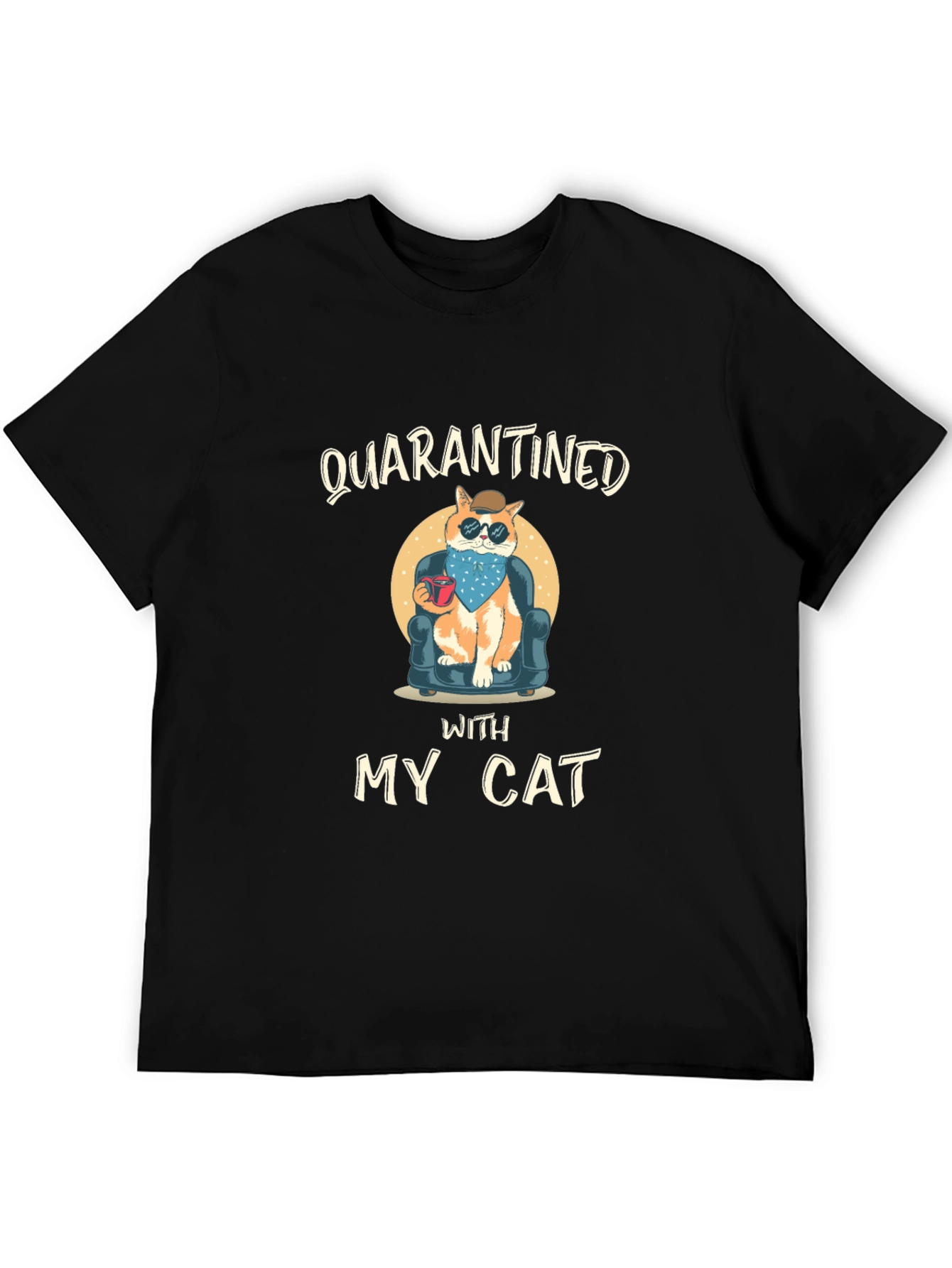 Quarantined With My Cat Black T-Shirt