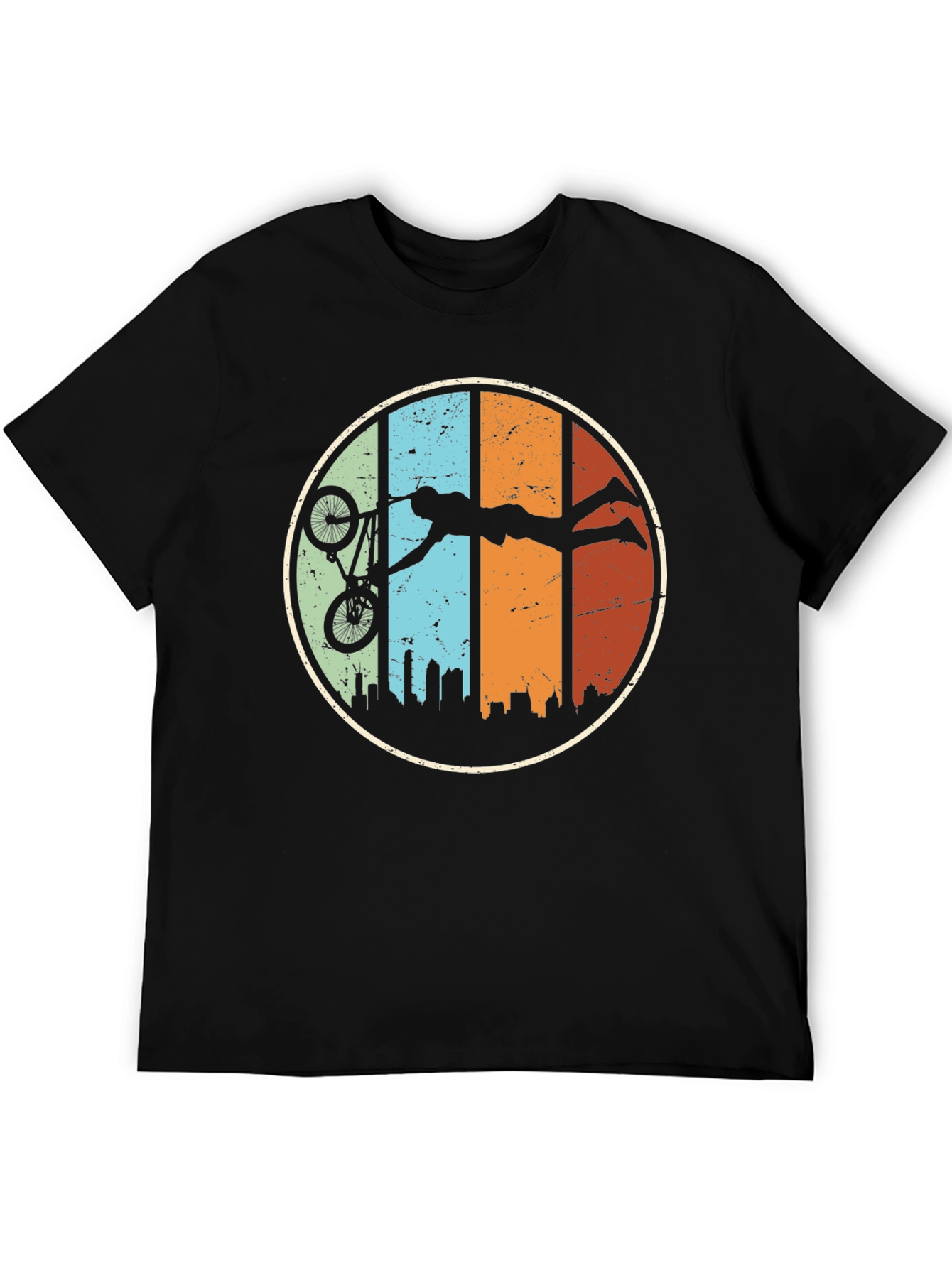 Retro BMX Stunt Silhouette Graphic T-Shirt