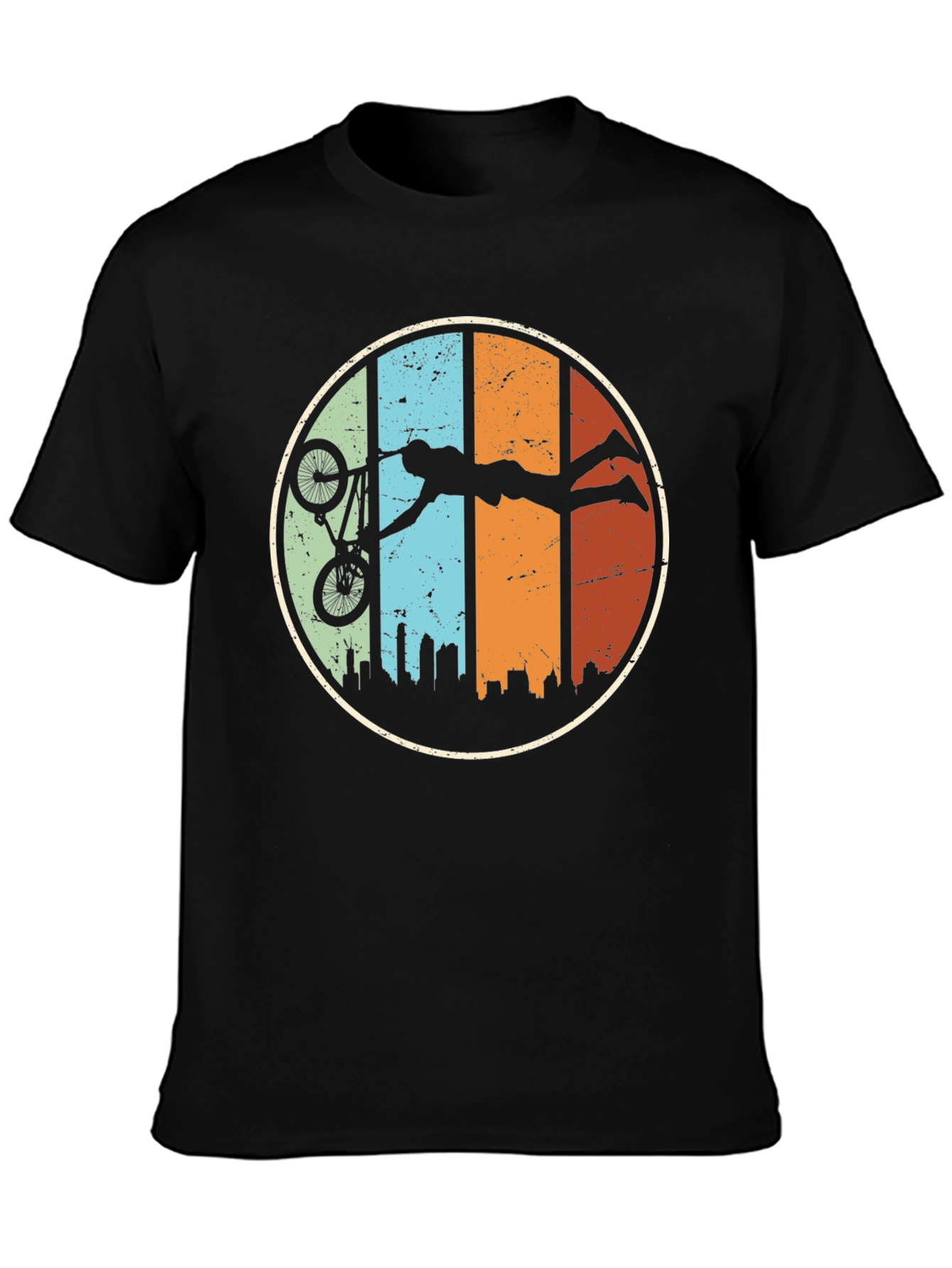Retro BMX Stunt Silhouette Graphic T-Shirt
