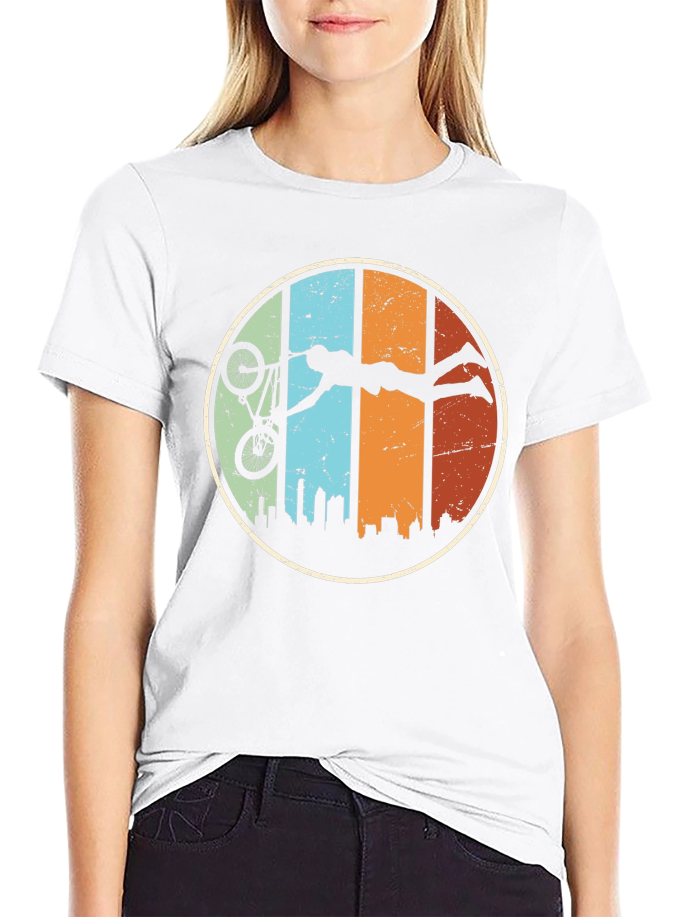 Retro BMX Stunt Silhouette Graphic T-Shirt