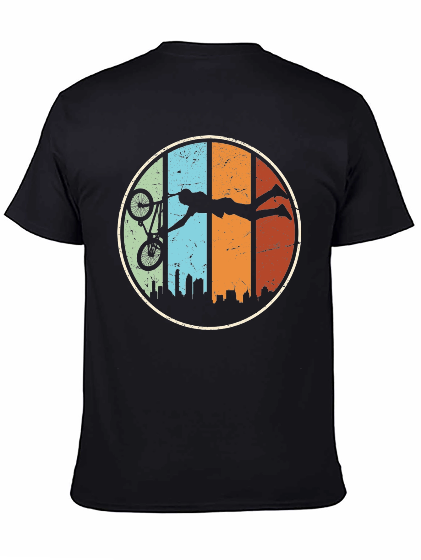 Retro BMX Stunt Silhouette Graphic T-Shirt