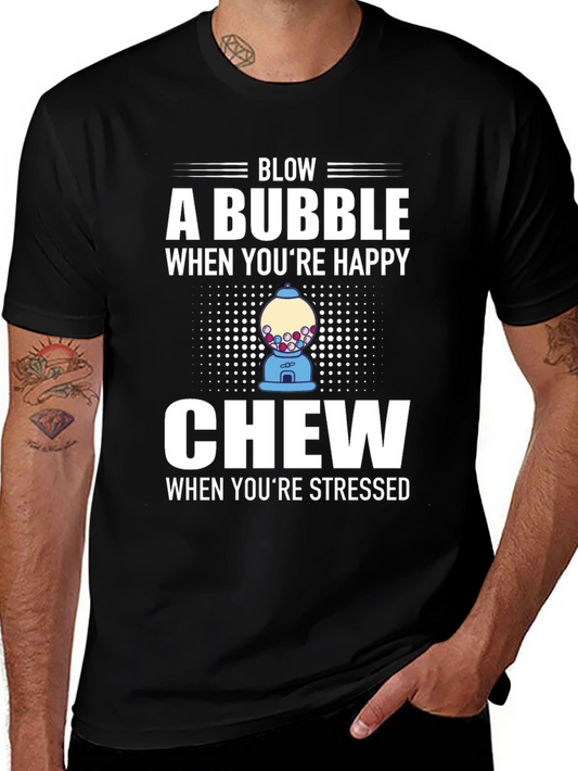 Blow a Bubble Chew When Stressed Black Graphic T-Shirt