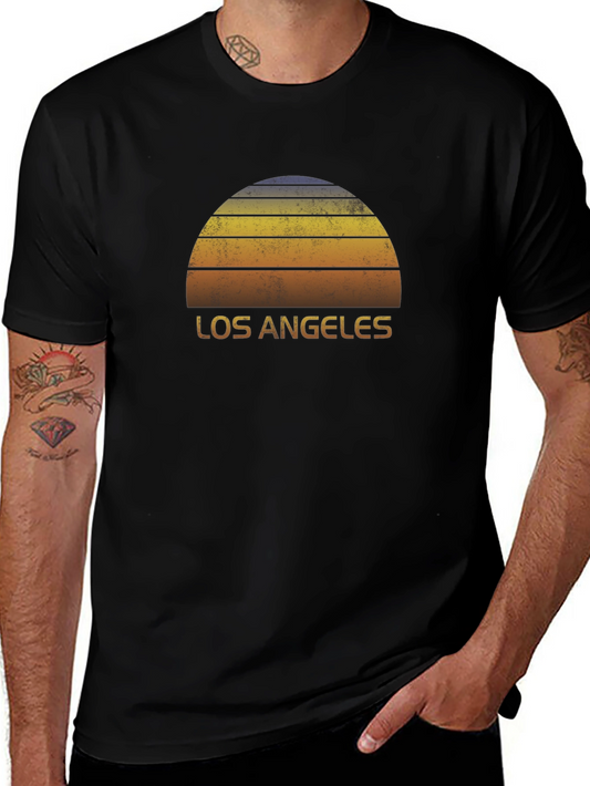 Los Angeles Sunset Graphic Tee - Retro Style Black T-Shirt