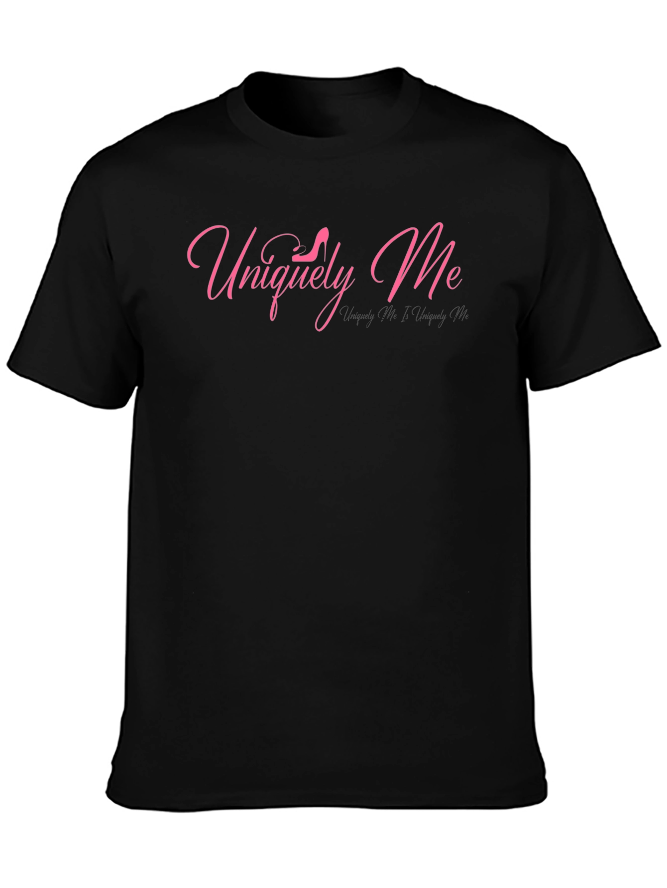 Uniquely Me Pink Graphic Black T-Shirt