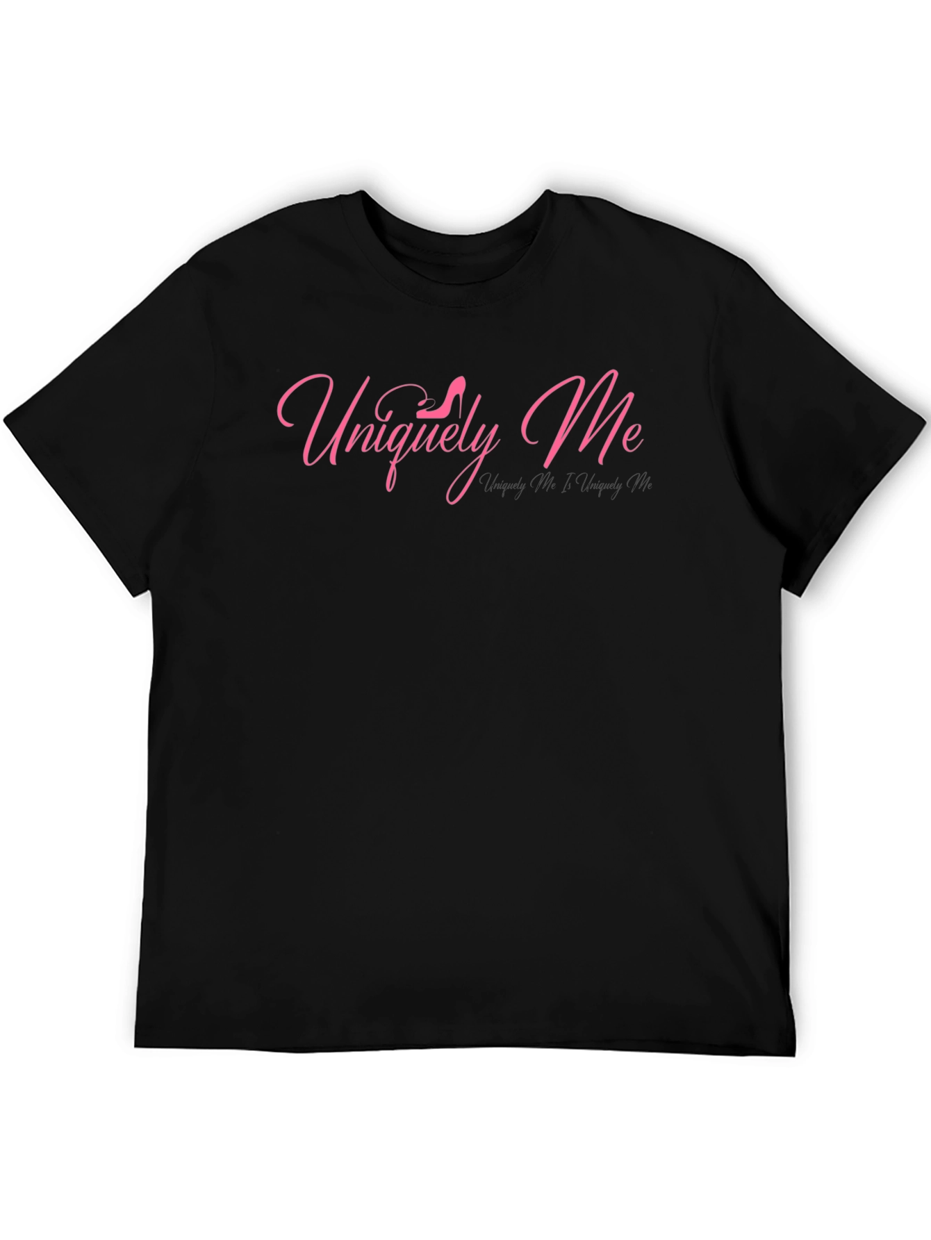 Uniquely Me Pink Graphic Black T-Shirt