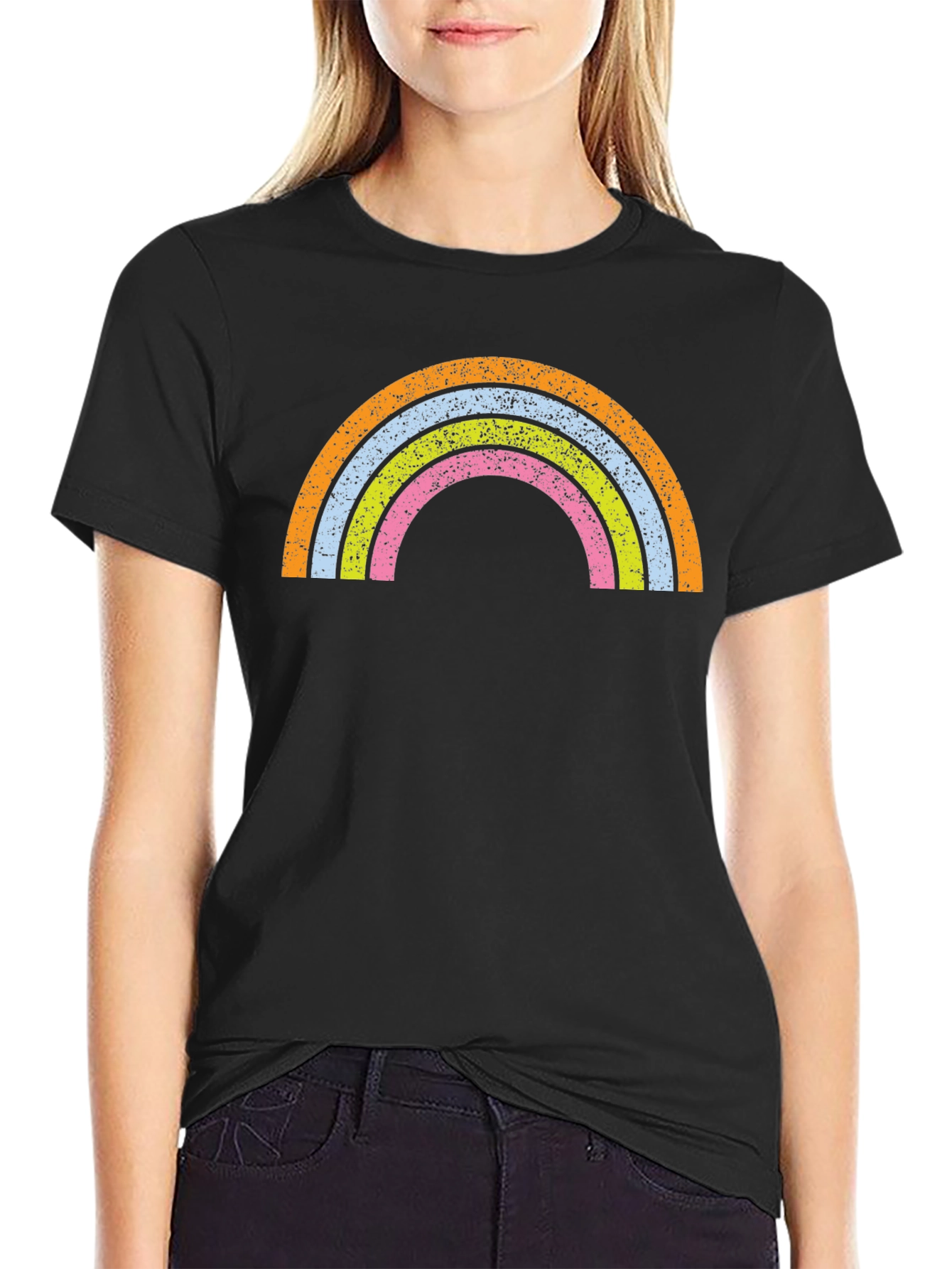 Retro Rainbow Graphic Tee - Soft Cotton Blend