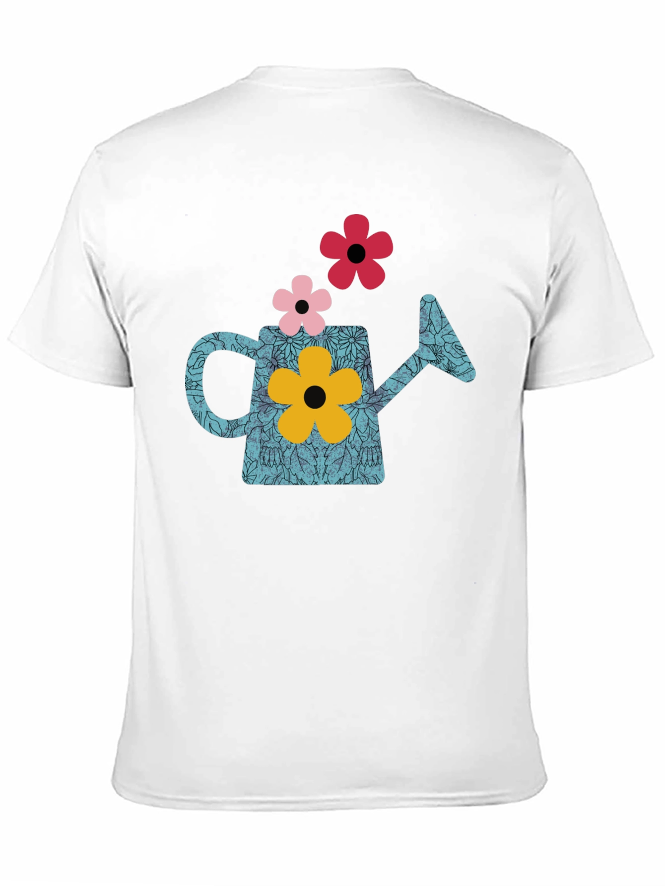 Watering Can Flower Graphic T-Shirt - Black