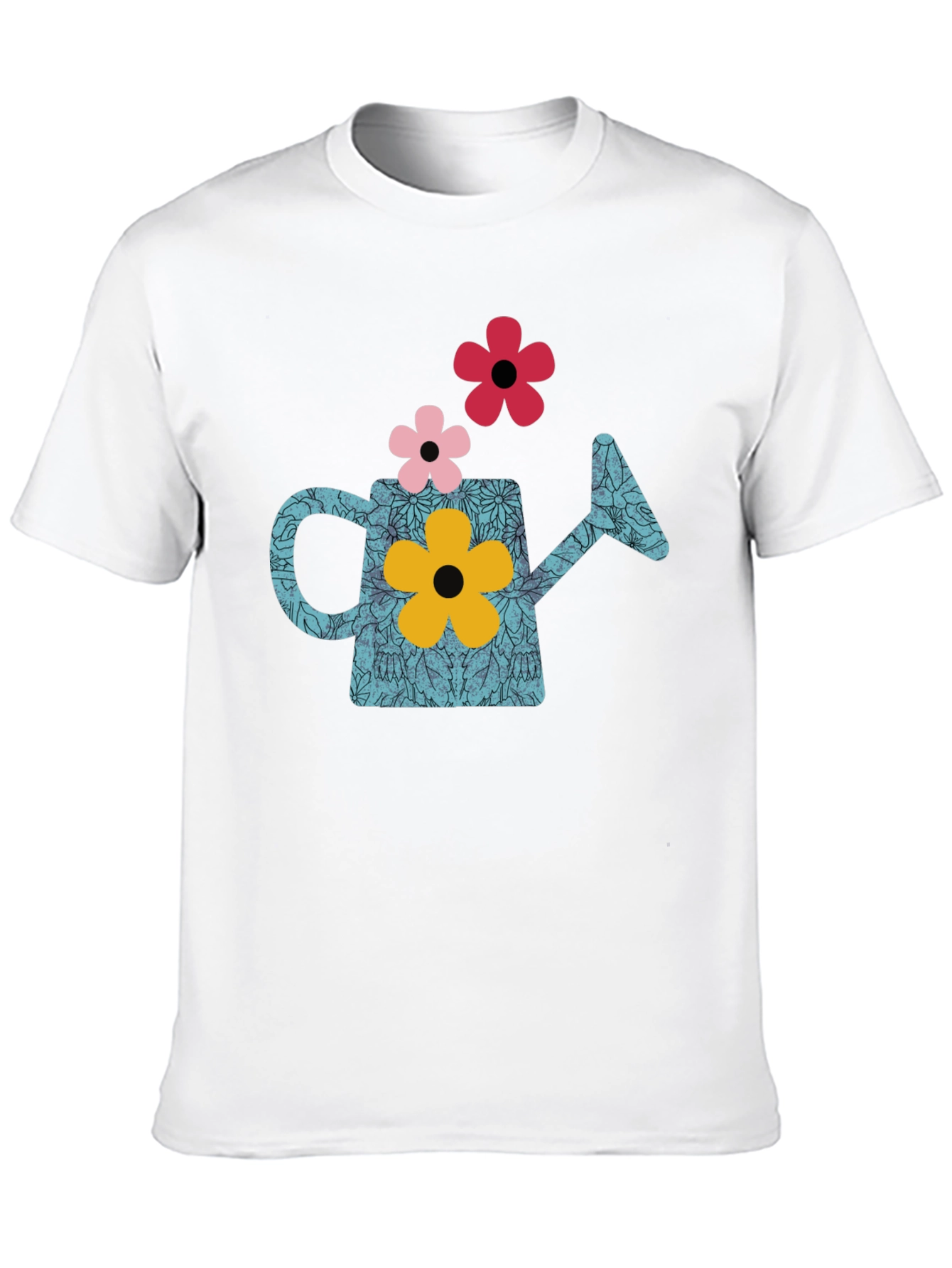Watering Can Flower Graphic T-Shirt - Black