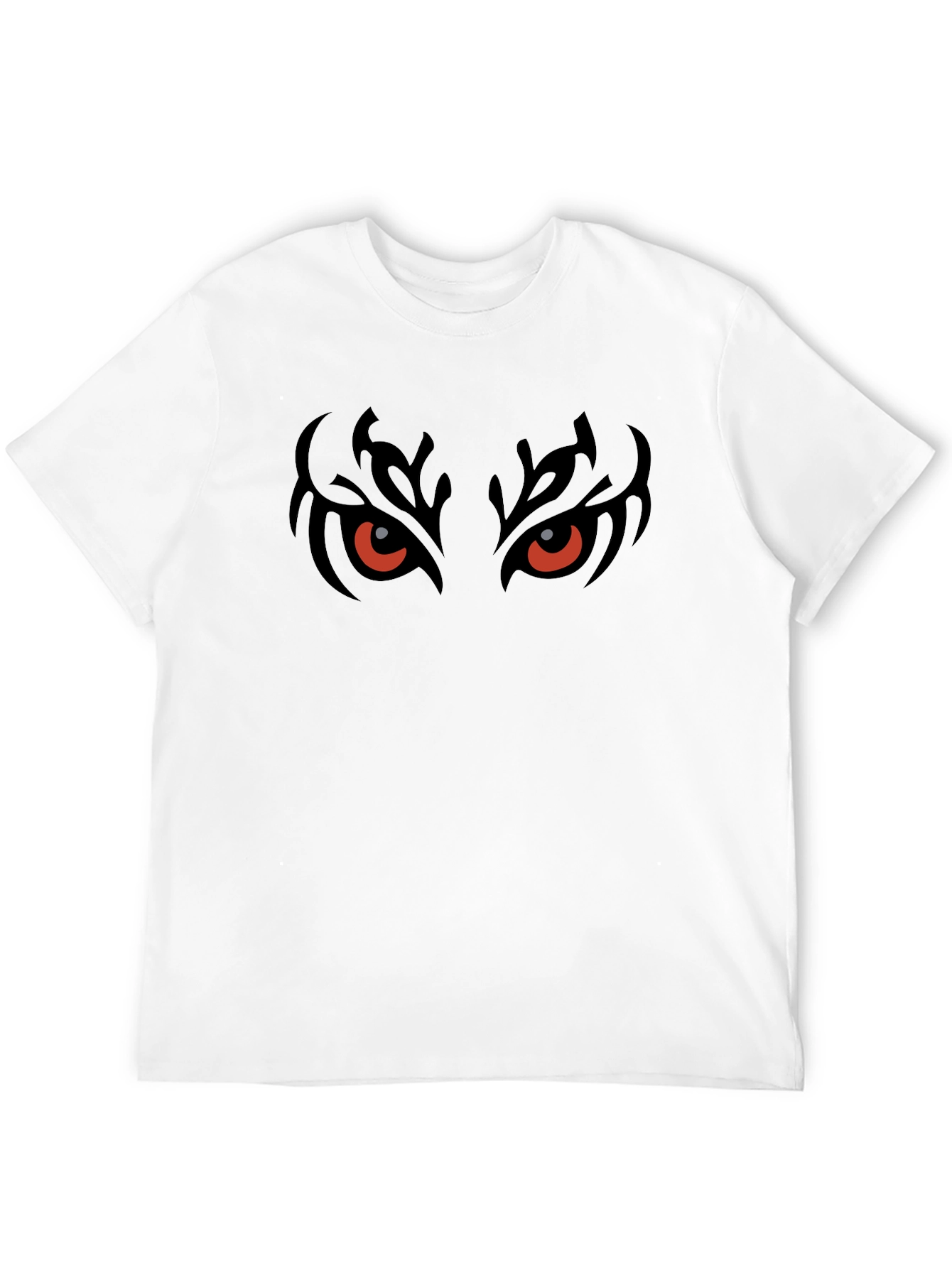 Mens Black T-Shirt with Fiery Eyes Graphic