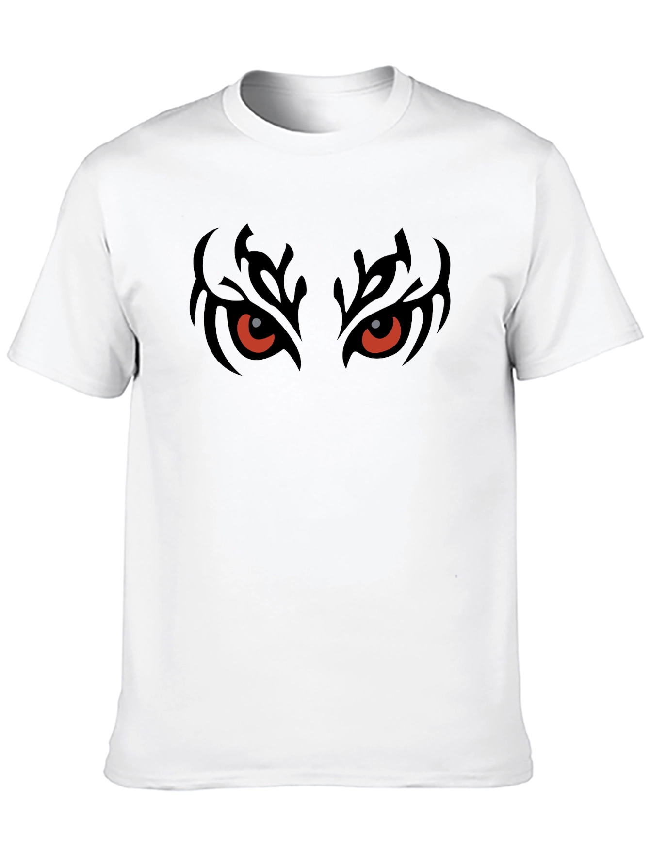 Mens Black T-Shirt with Fiery Eyes Graphic