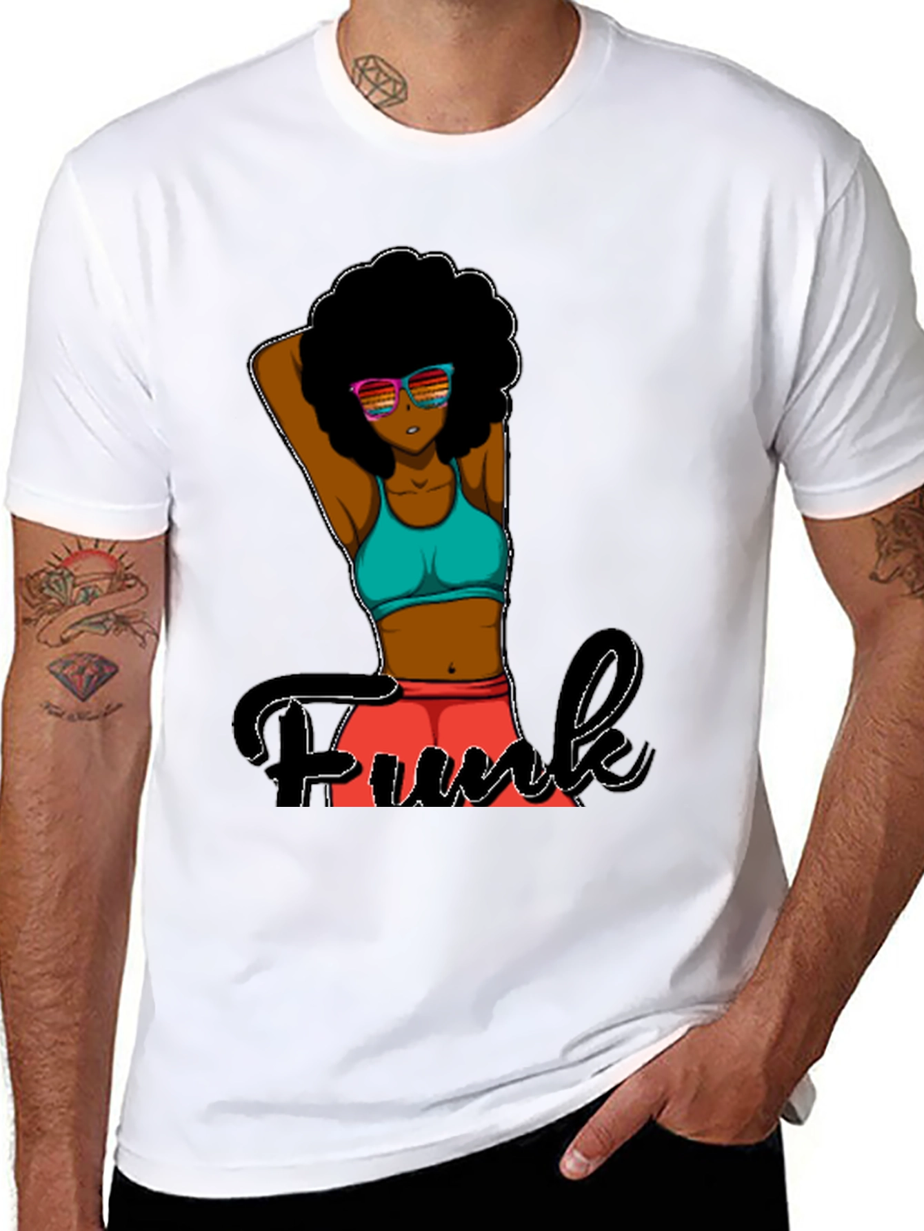 Funky Afro Girl Graphic Tee - Black
