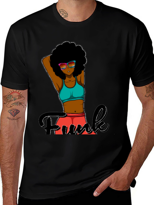 Funky Afro Girl Graphic Tee - Black