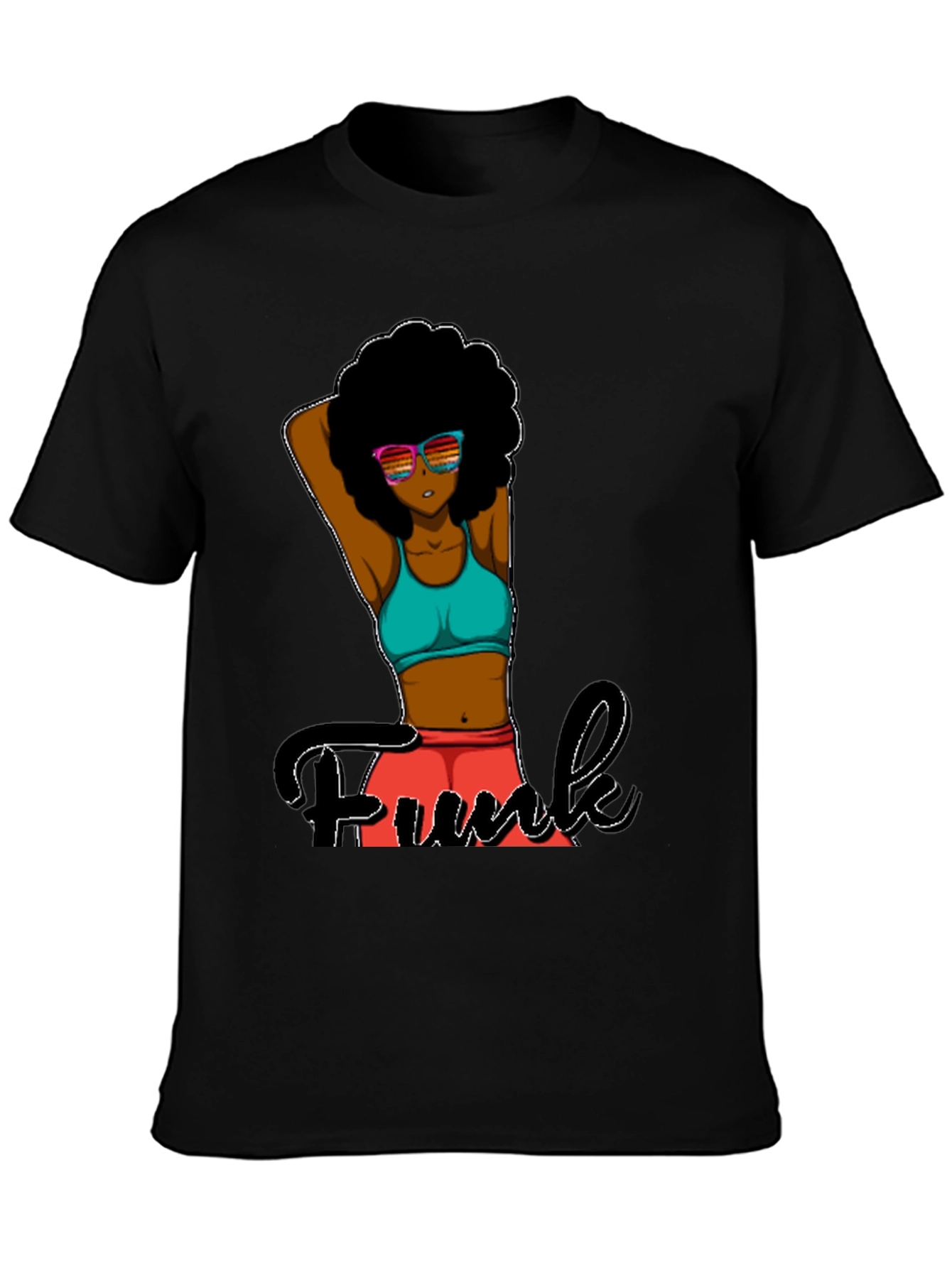 Funky Afro Girl Graphic Tee - Black