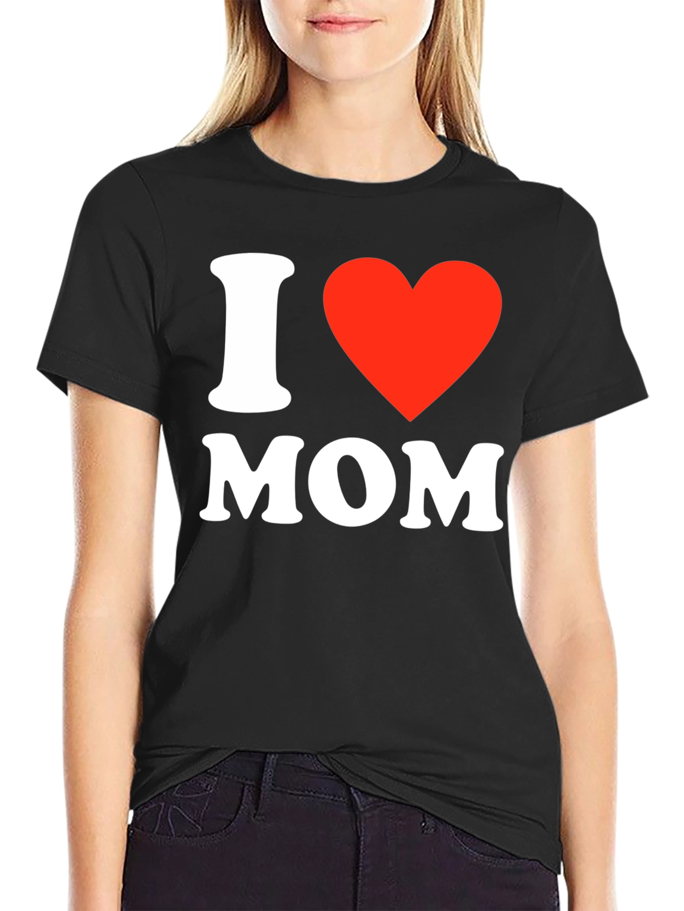 I Love Mom T-Shirt - Black Short Sleeve