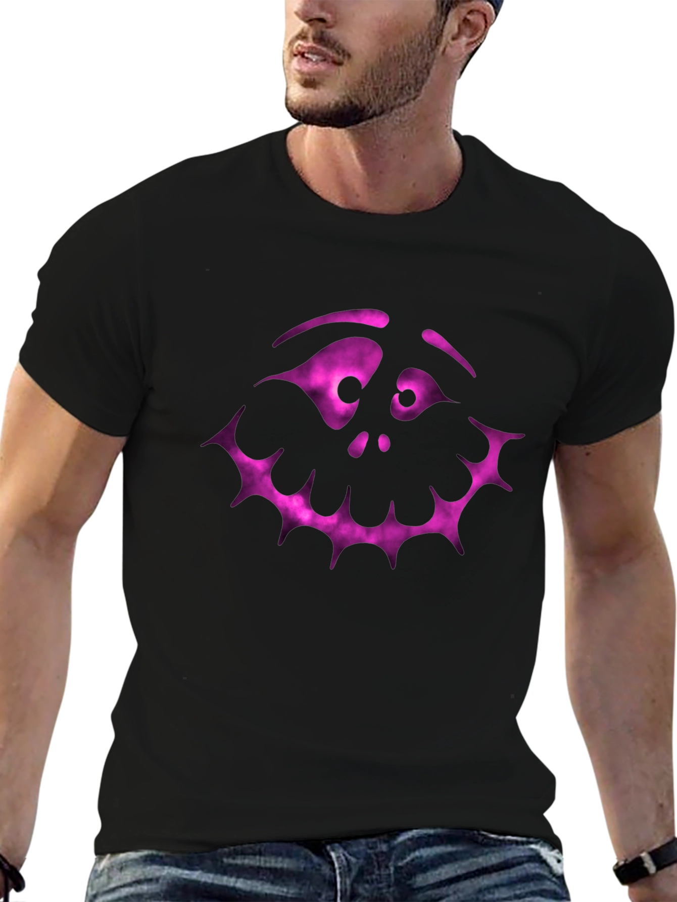 Spooky Face Graphic Tee - Black Halloween Shirt