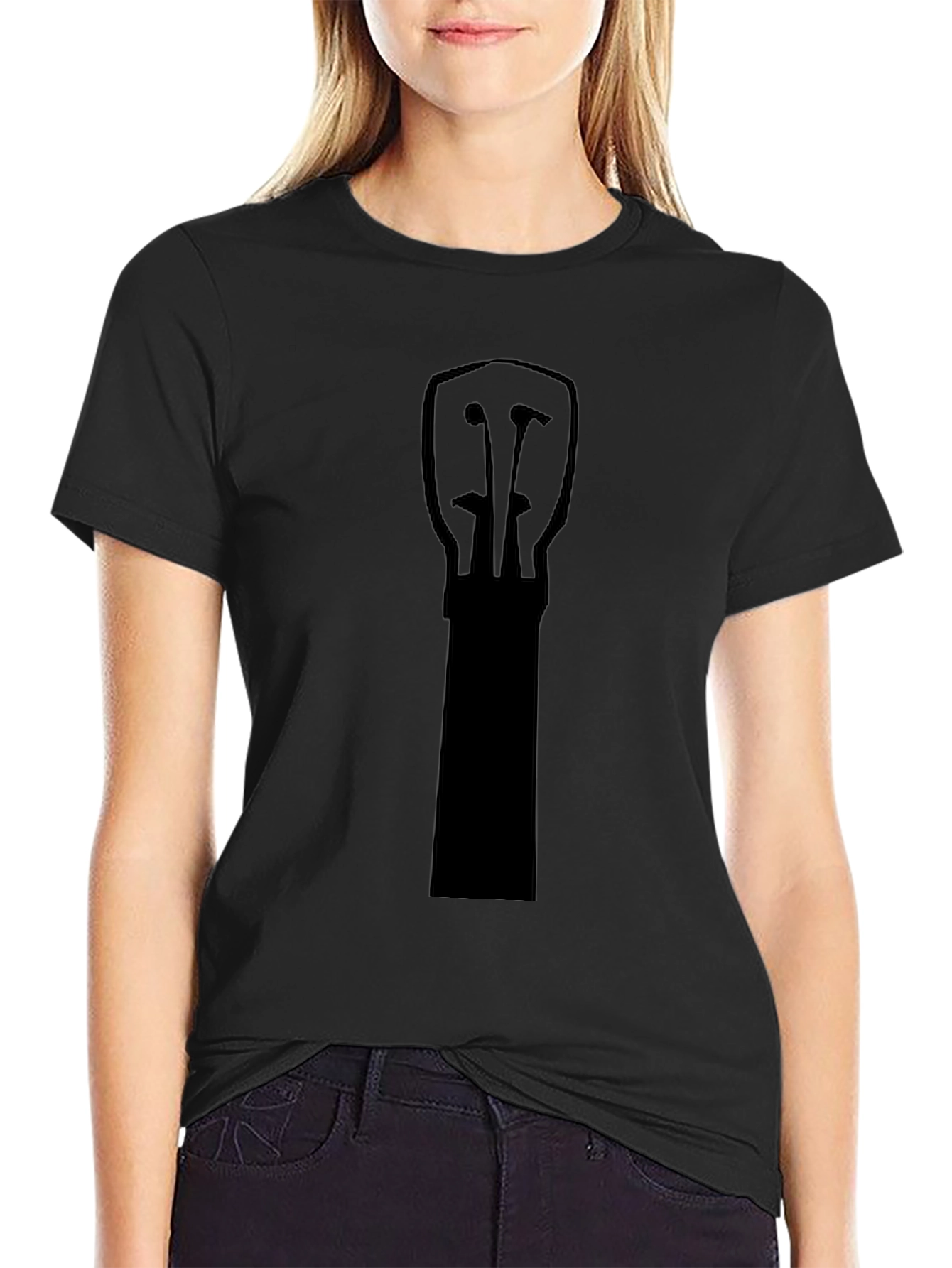 Black Guitar Headstock Graphic T-Shirt