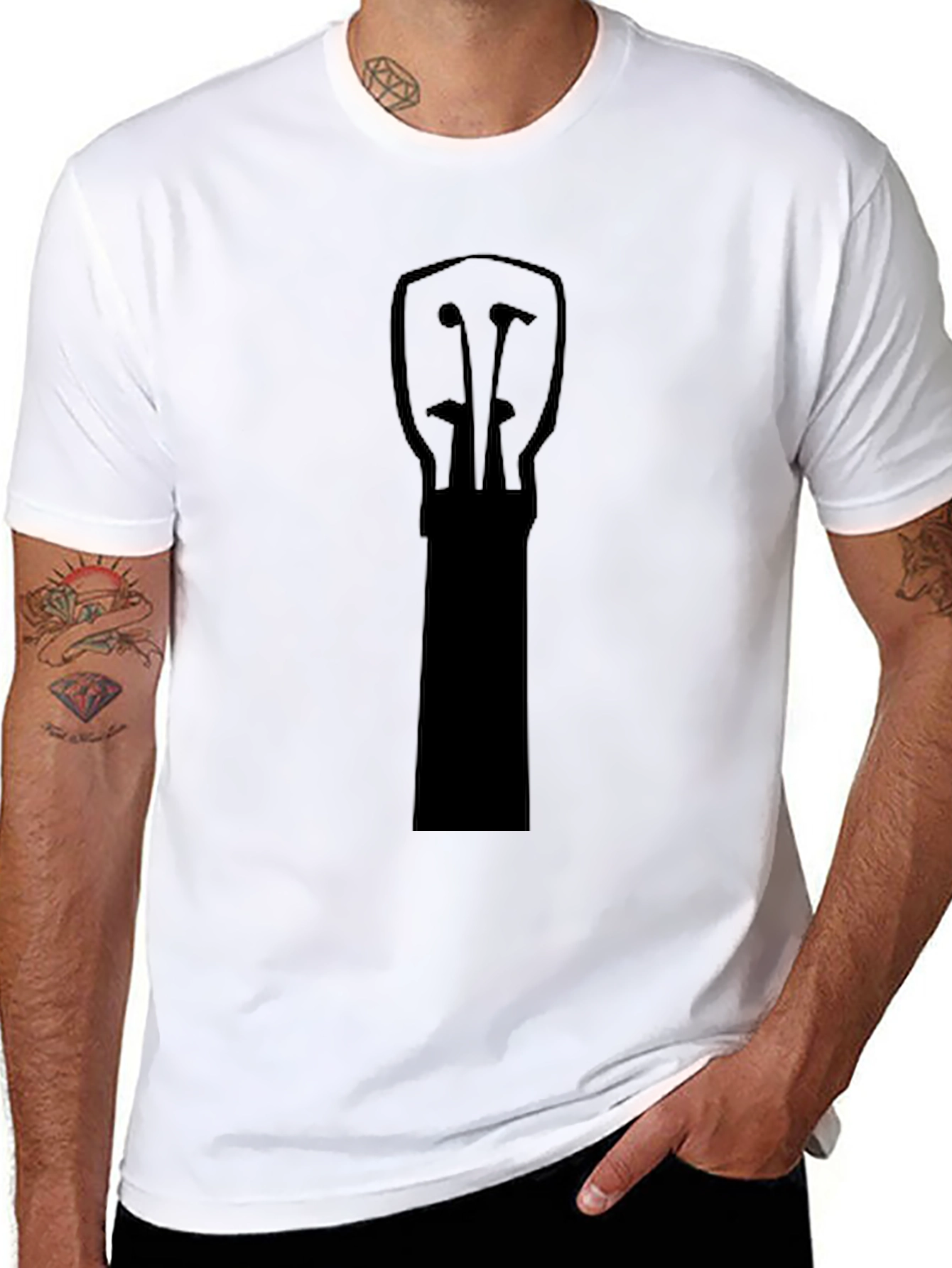 Black Guitar Headstock Graphic T-Shirt