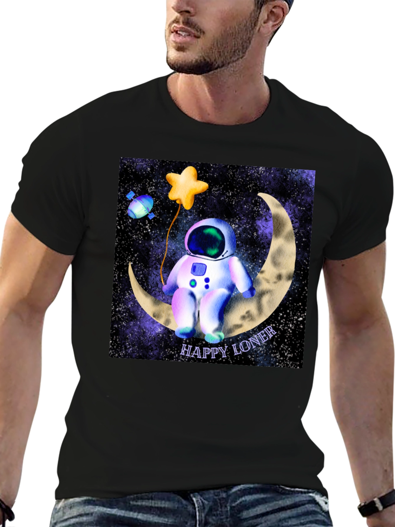 Happy Loner Astronaut Graphic T-Shirt
