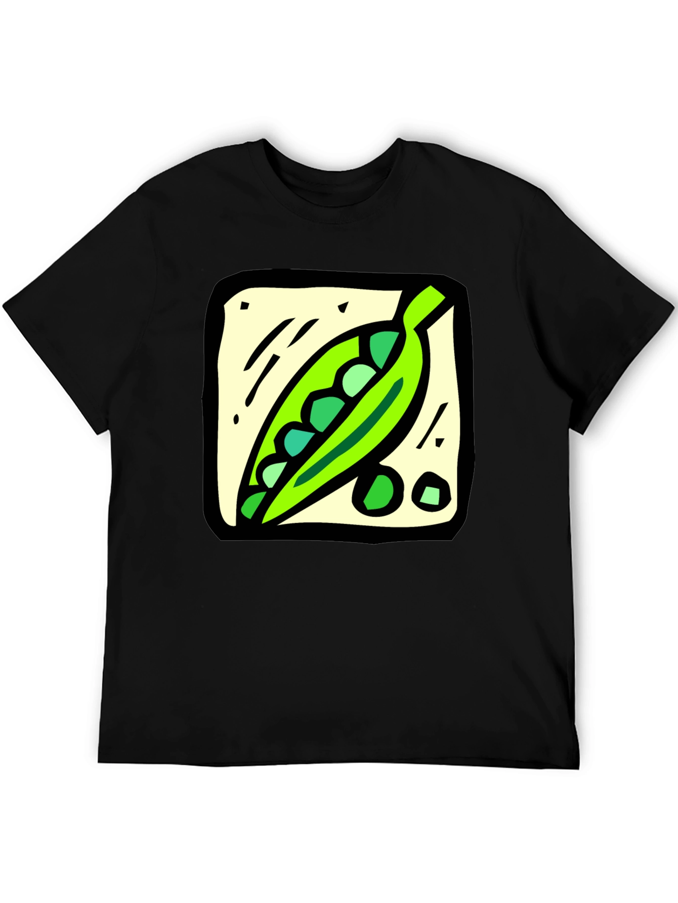Pea Pod Graphic Tee - Black Cotton T-Shirt