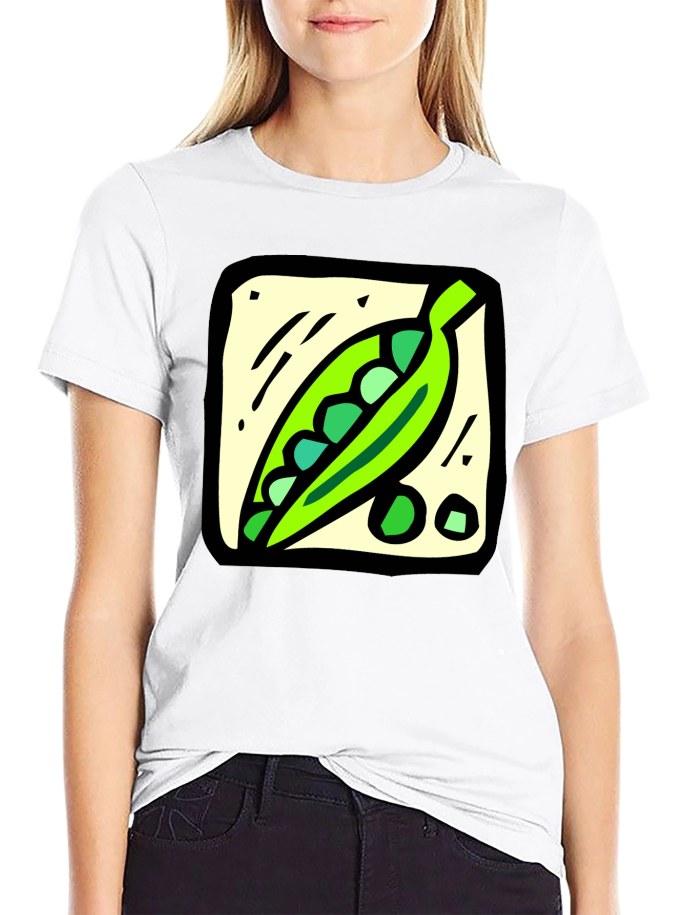 Pea Pod Graphic Tee - Black Cotton T-Shirt