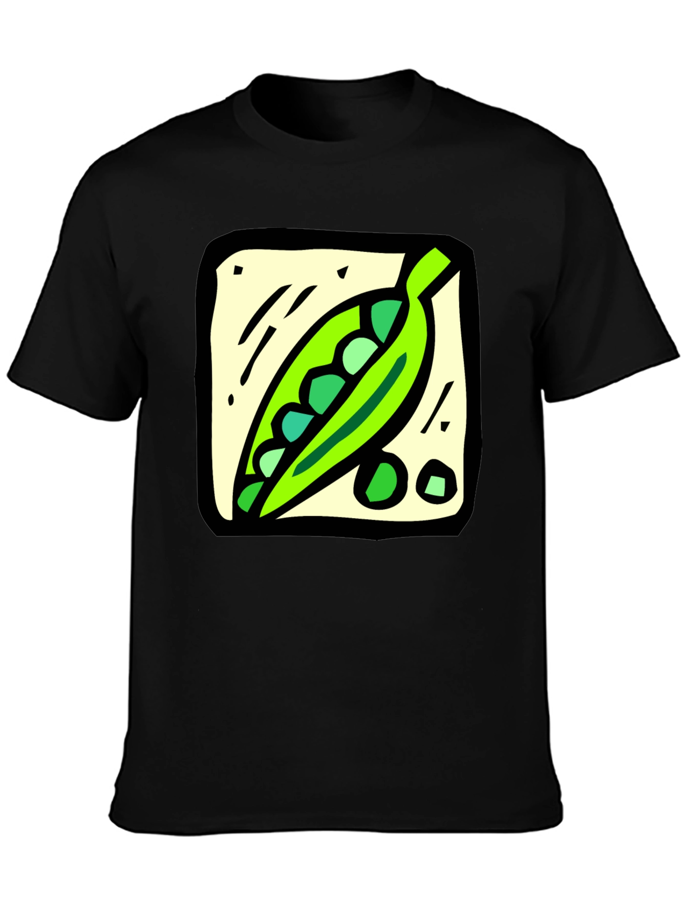 Pea Pod Graphic Tee - Black Cotton T-Shirt