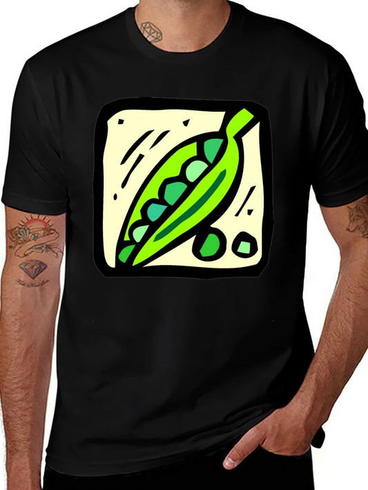 Pea Pod Graphic Tee - Black Cotton T-Shirt