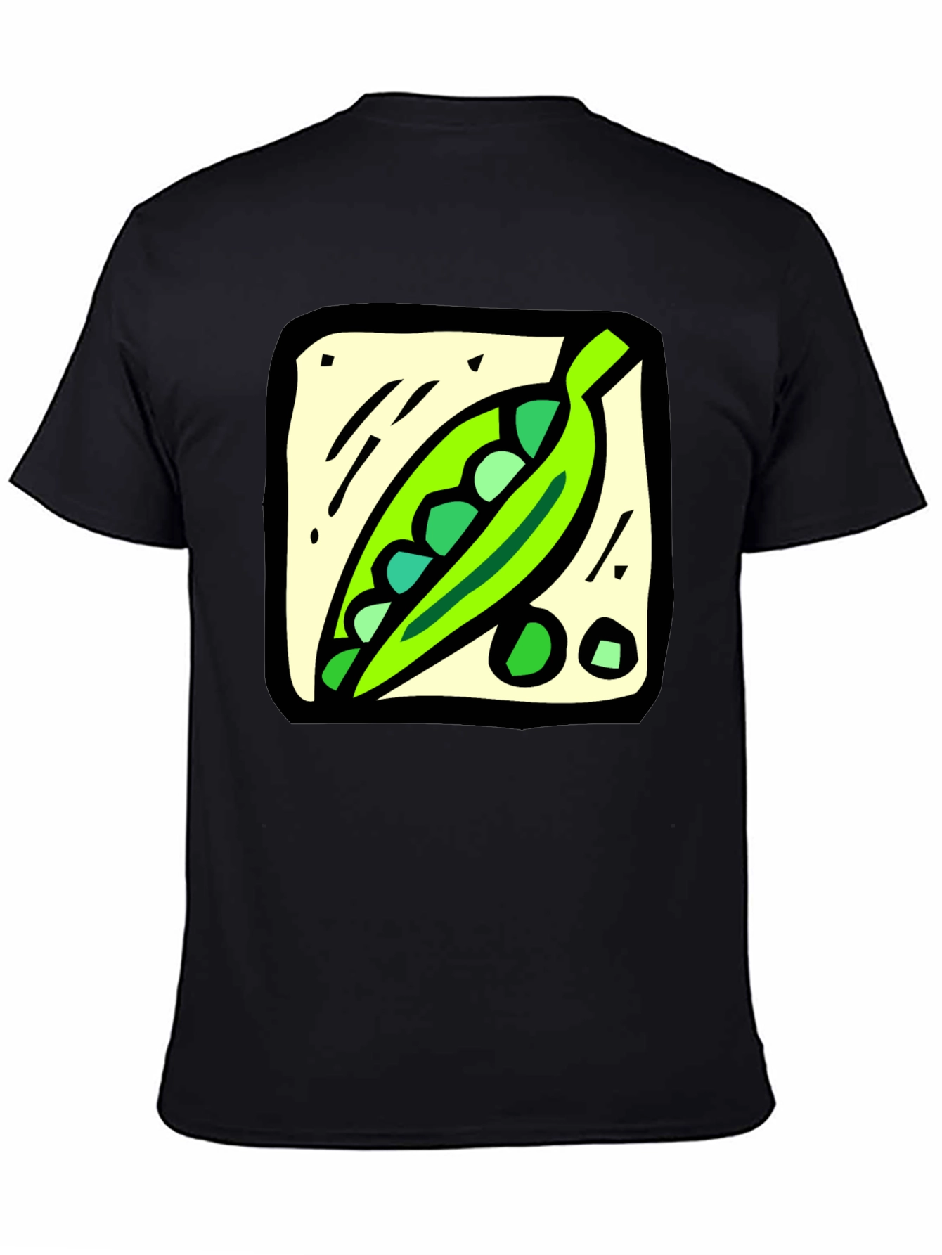 Pea Pod Graphic Tee - Black Cotton T-Shirt