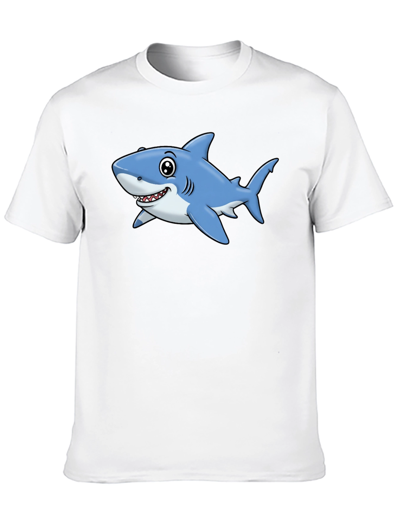 Cartoon Shark T-Shirt - Black Cotton Tee
