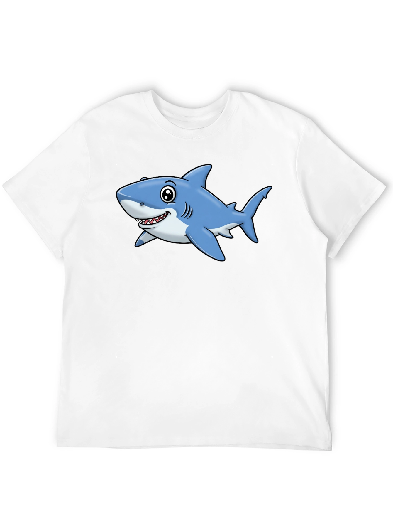 Cartoon Shark T-Shirt - Black Cotton Tee