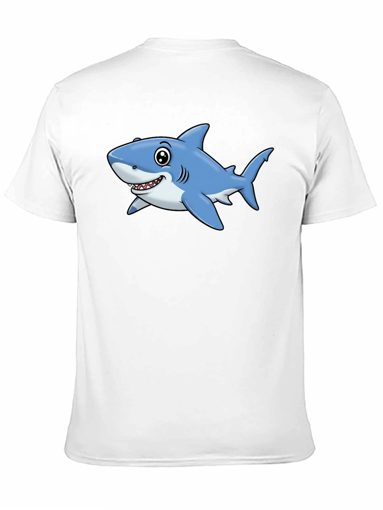Cartoon Shark T-Shirt - Black Cotton Tee