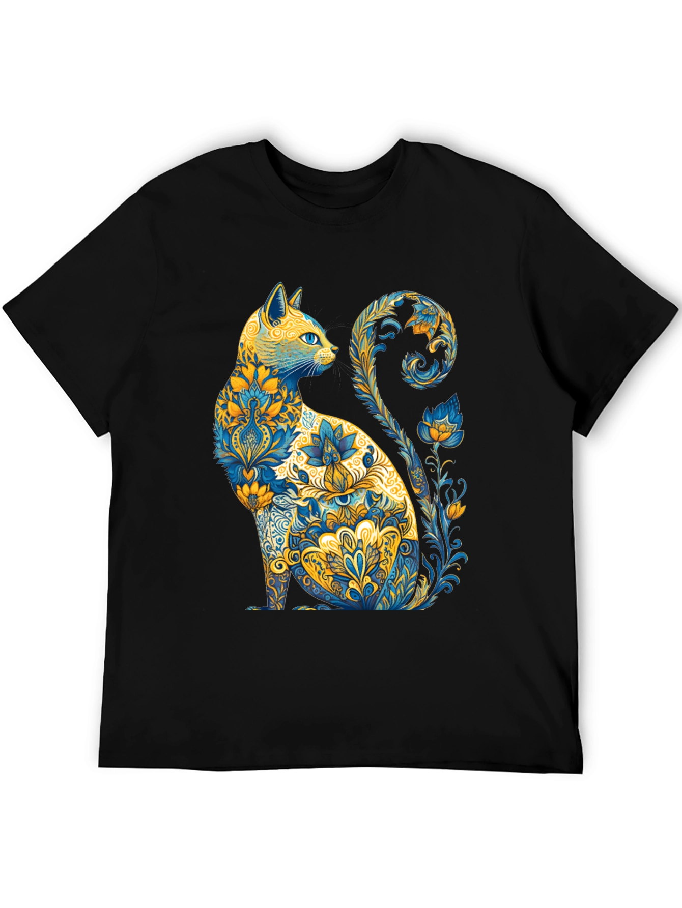 Floral Cat Graphic T-Shirt - Unique Design
