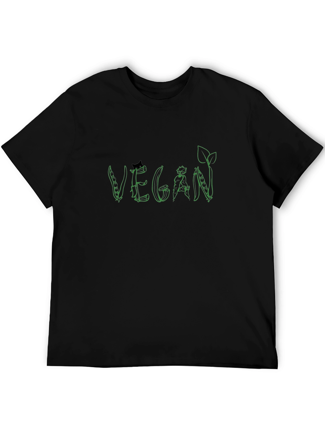 Vegan Graphic Print T-Shirt - Black