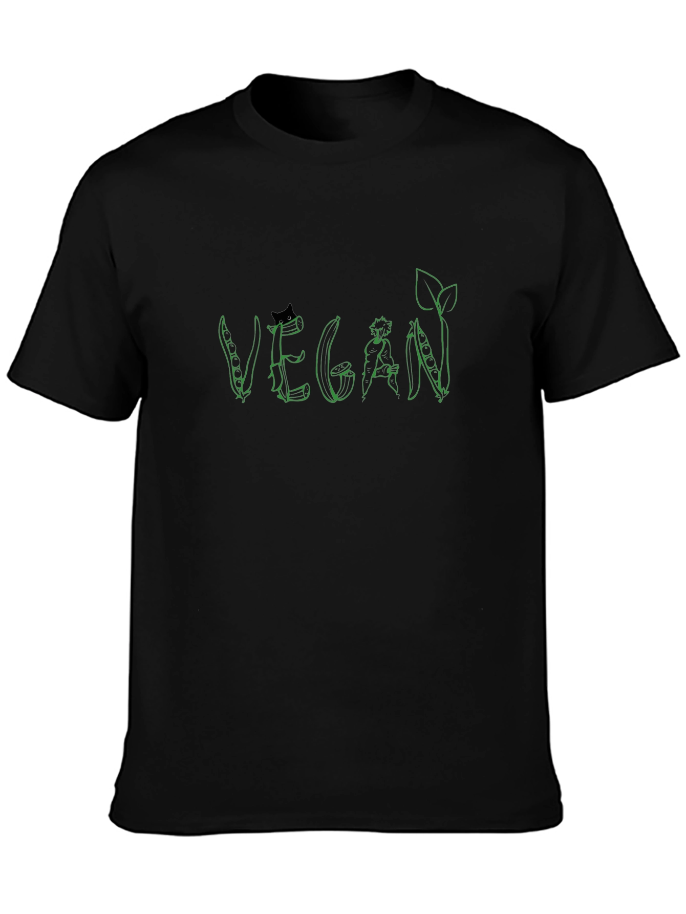 Vegan Graphic Print T-Shirt - Black