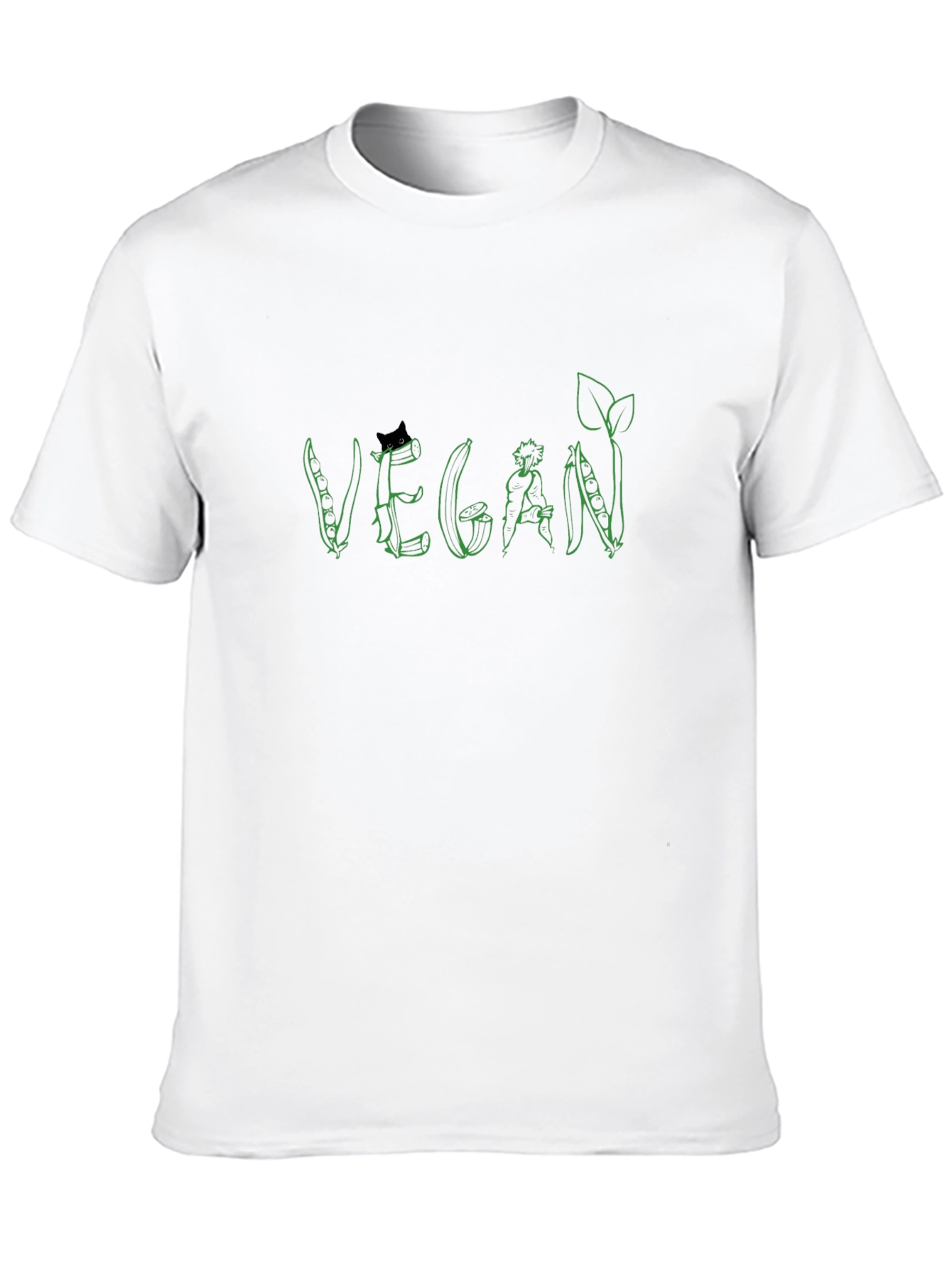 Vegan Graphic Print T-Shirt - Black