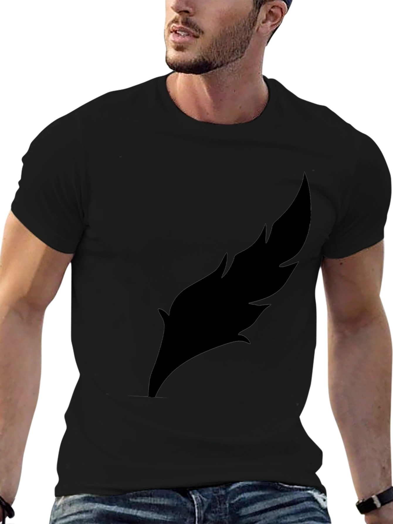 Mens Black Feather Graphic Tee