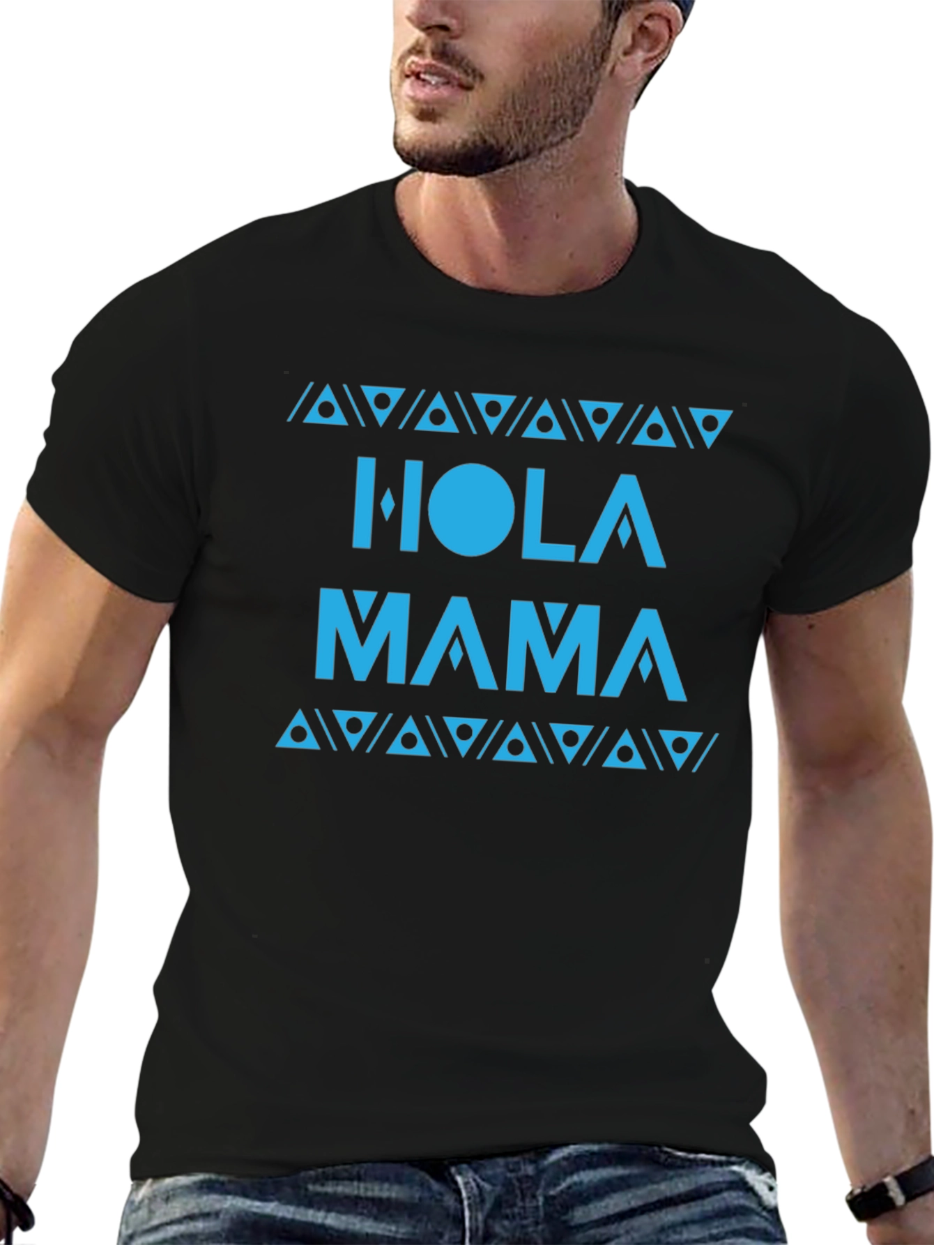 Hola Mama T-Shirt - Black Stylish Casual Wear