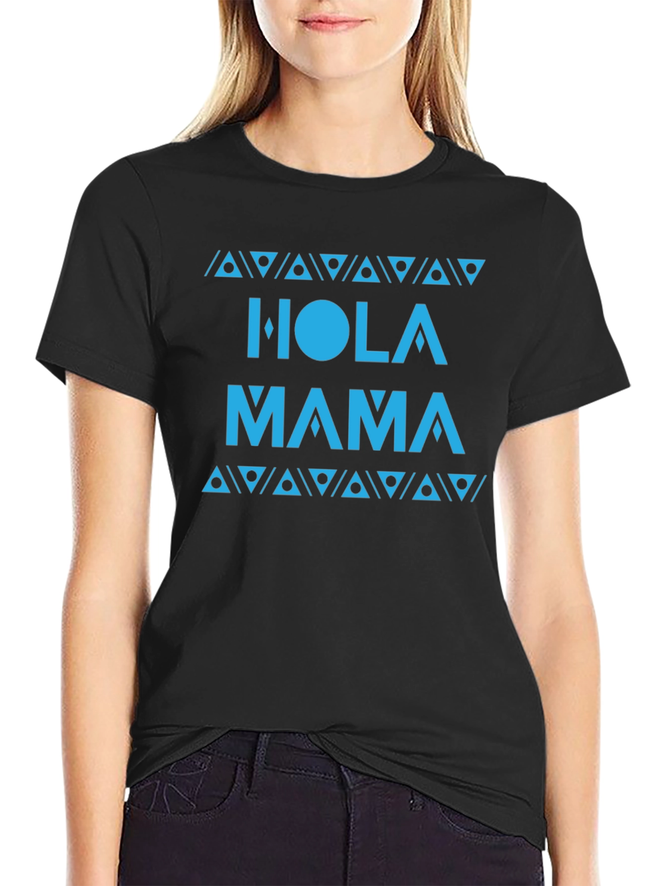 Hola Mama T-Shirt - Black Stylish Casual Wear